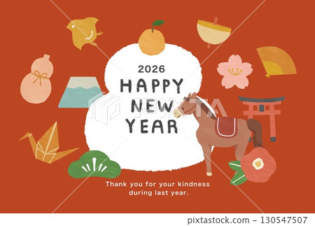 2026 Horse Year New Year's card template 130547507