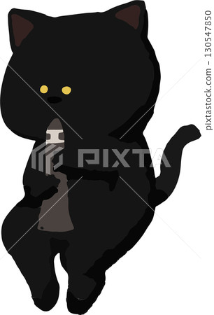 Black cat playing the clarinet Black cat playing the clarinet 130547850