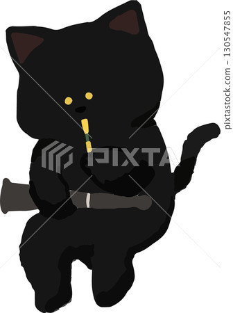 雙簧管演奏者的黑貓 130547855