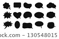 Speech bubble templates set of cute. Chat balloons, text boxes, communication frames, message tags, question labels. Vector illustration isolated on white background.  130548015