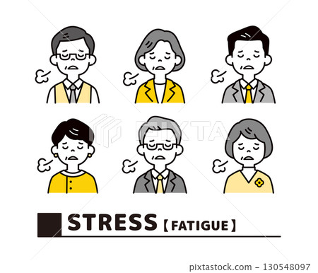 上半身向量圖示多名老年商人因壓力而嘆氣 上半身向量圖示多名老年商人因壓力而嘆氣 130548097
