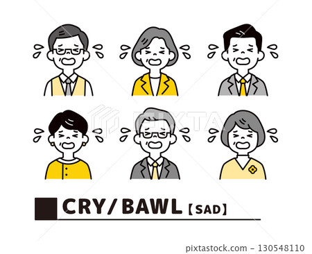 哭泣，各種男女商人插畫素材集_向量 130548110