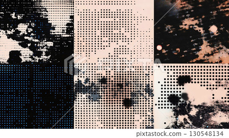 Abstract grunge halftone texture background with black spots and distressed effect Abstract grunge halftone texture background with black spots and distressed effect 130548134