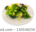 Fresh steamed broccoli served on white plate, showcasing healthy vegan meal, rich in vitamins, fiber, and antioxidants, perfect for clean eating, diet food, and nutritious vegetarian cuisine 130548256