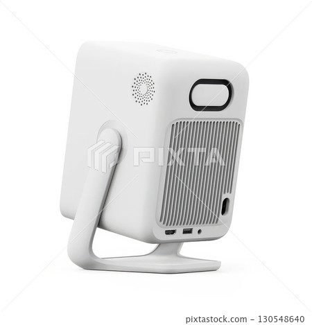modern portable projector back view isolated white background 130548640