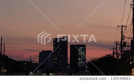 Sunset and shadows of buildings 130548881