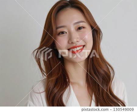 微笑的年輕女性肖像非常適合美容、化妝、髮型和模特兒攝影 130549009