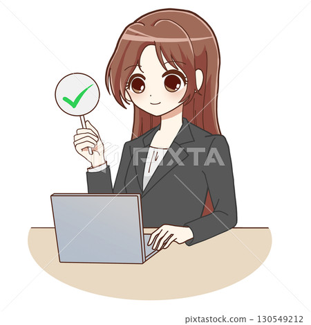 一名身穿西裝的女子正在操作電腦(已勾選) 一名身穿西裝的女子正在操作電腦(已勾選) 130549212