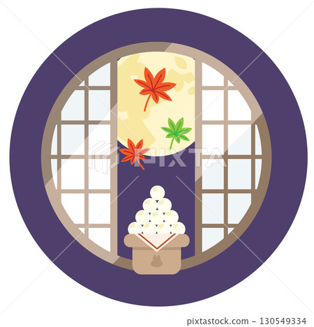 簡單可愛的賞月插畫圖標 130549334