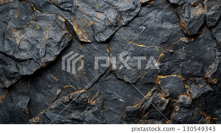 Geological exploration of dark stone textures natural environment close-up abstract concept 130549343