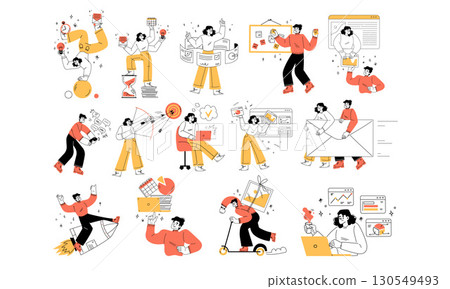 Explore Dynamic Fitness Illustrations Showcasing Sports and Exercise Opportunities 130549493