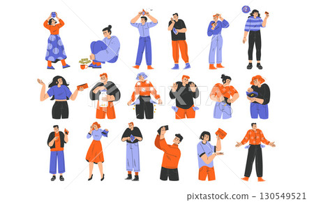 Dynamic Illustrations of Various People Expressing Different Emotions and Feelings 130549521