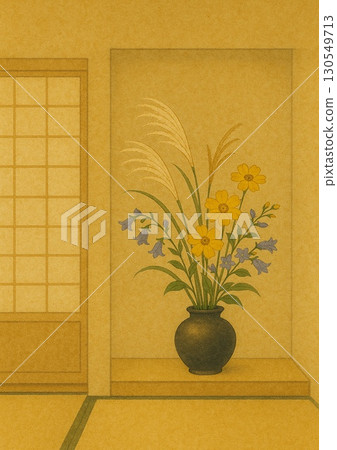 Autumn flowers displayed in a Japanese-style room 130549713