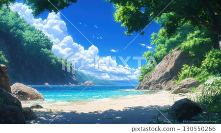 Beautiful seascape. Panoramic view of the beach. 130550266