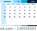 February 2026, planner monthly design. Calendar 2026, Week Starts Sunday, One Page. Design Planner Template. Print. 130550303