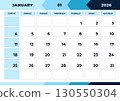 January 2026, planner monthly design. Calendar 2026, Week Starts Sunday, One Page. Design Planner Template. Print. 130550304