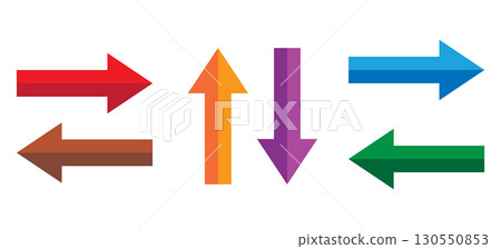 Colorful Directional Arrows in Various Directions. 130550853