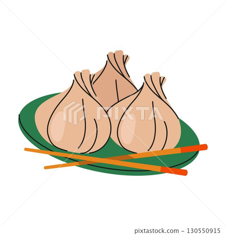 Chinese xiaolongbao dumpling or baozi food. Vector traditional Asian steamed bun with pork meat. China oriental nutrition or meal. Dim sum icon for culinary or cooking recipe, restaurant menu. Tangbao 130550915