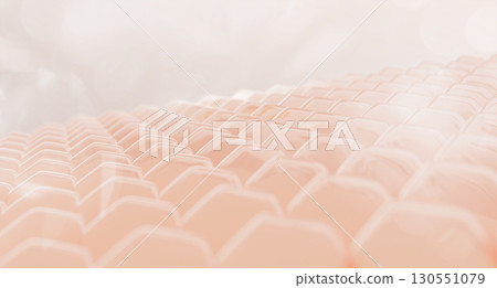 3d epidermis layer with horny scales. Dry skin cells, keratin and keratinocytes. Face and body peeling, cosmetic treatment. Human skin surface, micro background with bokeh effect. 3D illustration 130551079