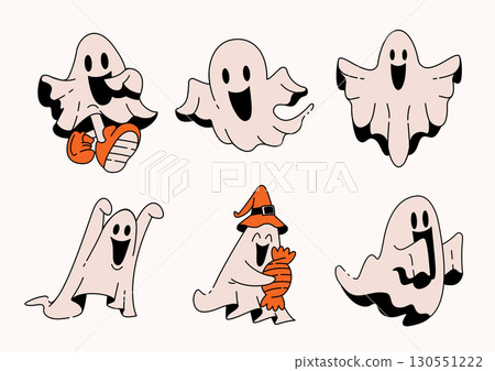 blanket ghost illustration set 130551222