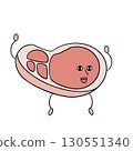 Cute and creepy meat illustration 130551340