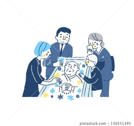 Coffining: Relatives lay flowers on the coffin Coffining: Relatives lay flowers on the coffin 130551395