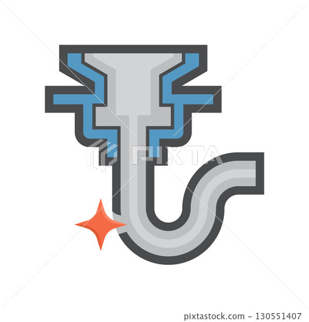 Materials equipment for use in drainage work vector icon design. 130551407