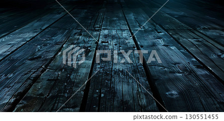 Empty wooden planks dark horror background, Happy Halloween - Ai Generated 130551455