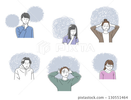插圖集:一位商人帶著困惑情緒的講話泡泡 插圖集:一位商人帶著困惑情緒的講話泡泡 130551464
