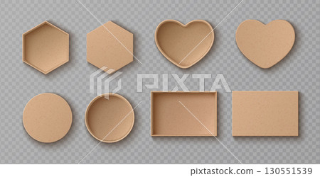 Realistic cardboard box mockup set with top view 130551539