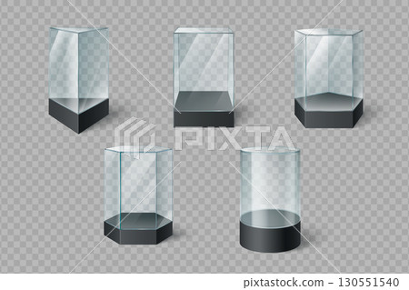 Empty glass display cases with museum box designs 130551540