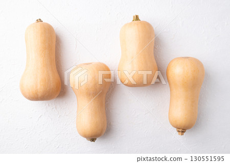 Fresh butternut squash pumpkin on white background, Vegetable in Autumn season, Food ingredient Fresh butternut squash pumpkin on white background, Vegetable in Autumn season, Food ingredient 130551595