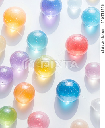 Colorful candy with jewel-like transparency and reflective properties 130551716