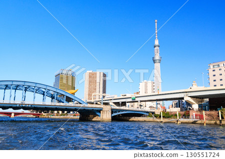 View of Asakusa, Tokyo from a water bus View of Asakusa, Tokyo from a water bus 130551724