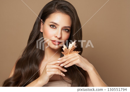 Autumn portrait of beautiful woman with clean fresh skin 130551794