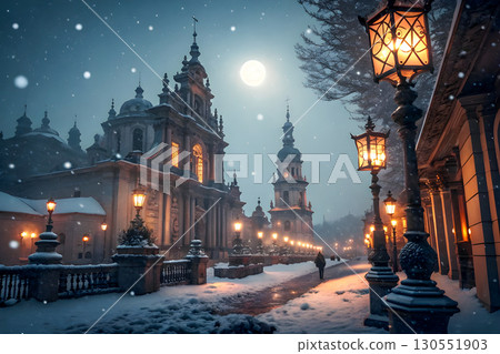 winter night in the evening 130551903