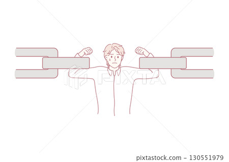 Businessman in chain solving supply industrial problem. Businessman in chain solving supply industrial problem. 130551979