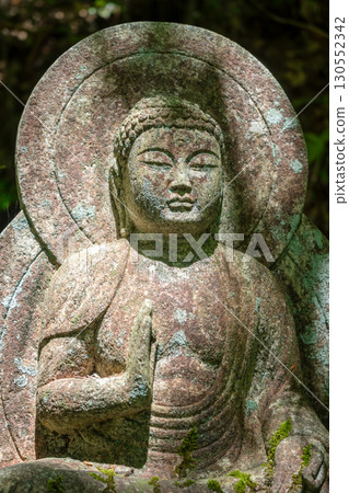 Amida Buddha statue at Mitaki-Dera temple in Hiroshima, Japan 130552342