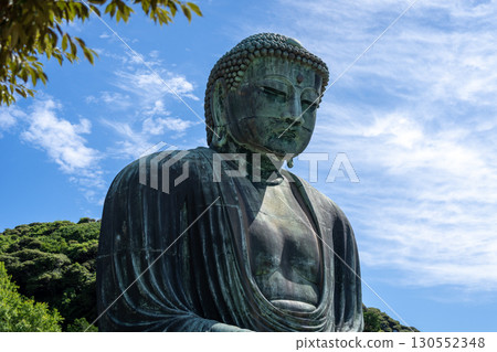 Great Buddha statue close-up view at Kotoku-in temple in Kamakura, Japan Great Buddha statue close-up view at Kotoku-in temple in Kamakura, Japan 130552348