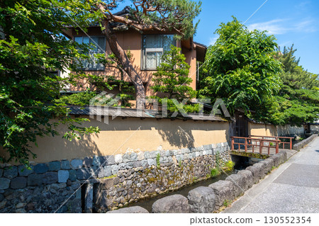 Traditional street with canal in Nagamachi District, Kanazawa, Japan 130552354