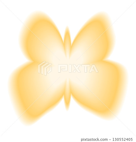 Smooth gradient butterfly shape. Y2k retro forms. Yellow icon isolated on transparent background. Trendy effect figure with blurry texture. Vector illustration Smooth gradient butterfly shape. Y2k retro forms. Yellow icon isolated on transparent background. Trendy effect figure with blurry texture. Vector illustration 130552405