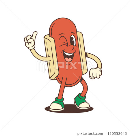 Joyful Hotdog Mascot Smiling with Thumbs Up in Happy Celebratory Pose Vector Illustration 130552643