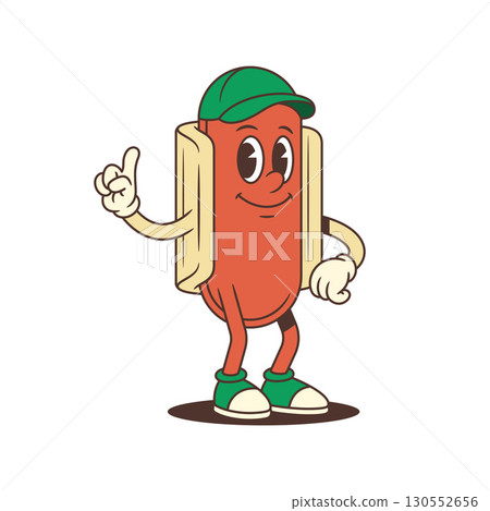 Happy Hotdog Mascot Giving Thumbs Up with Positive Friendly Expression and Casual Style Vector Illustration 130552656