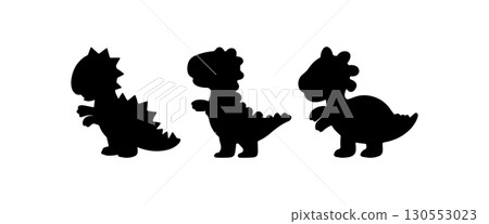 Unique dinosaur silhouettes showcasing different poses in playful arrangement on a white background 130553023