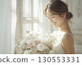 Woman in her 20s, wedding portrait, indoors 130553331