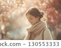 Woman in her 20s, Autumn leaves, Portrait 130553333