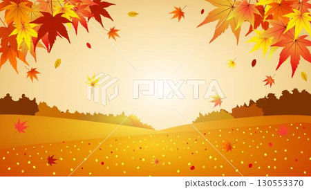Vector illustration frame of autumn leaves and gentle light 130553370