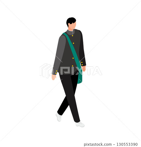 一名男學生穿著校服行走的插圖 130553390