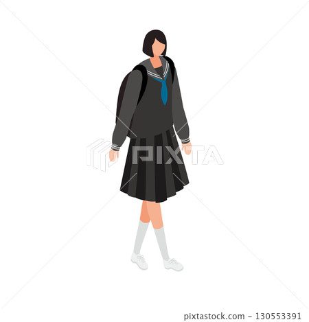 穿著水手服的女學生走路的插圖 130553391