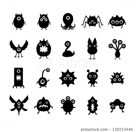 Monster Mascot Silhouette Set 130553446